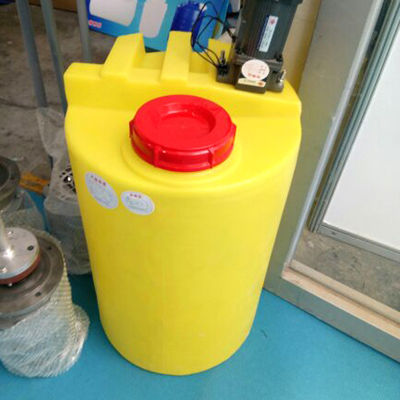 dosificación de mezcla plástica inferior plana de PAM Dissolving Sewage Treatment Reagent del cubo de 200L PE