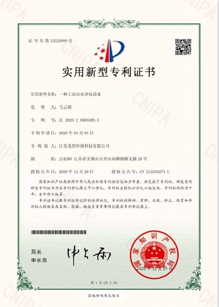 CHINA Jiangsu Longdai Environmental Protection Co., Ltd. certificaciones
